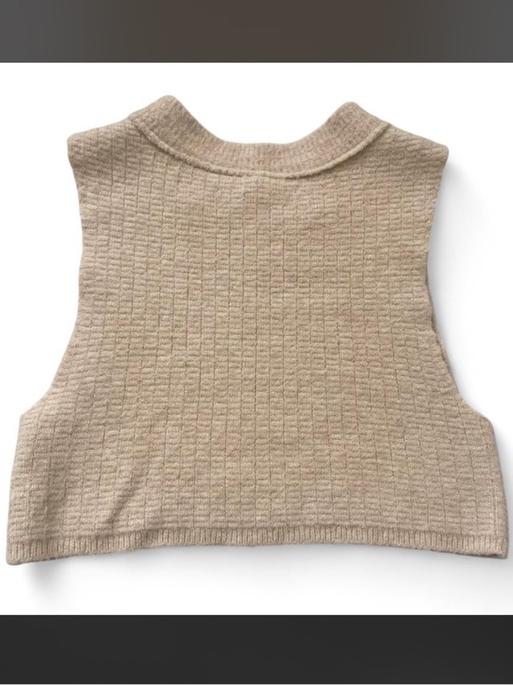 FREE PEOPLE Valley Side Light Beige Cropped Wool Alpaca Tank Vest XS - Picture 5 of 8